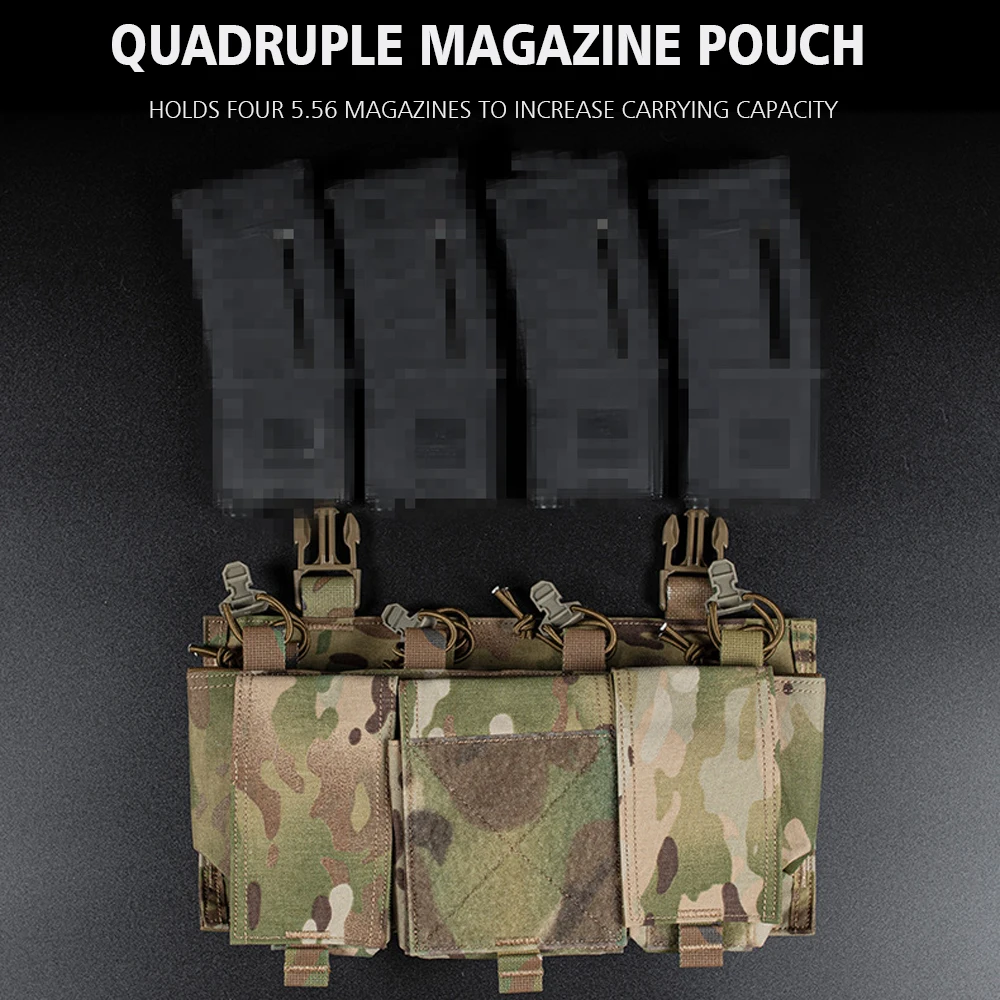Airsoft-chaleco táctico para caza Militar, placa cuádruple magnética 5,56, bolsa para colgar en el pecho, artículos diversos de primeros auxilios - imagen 3