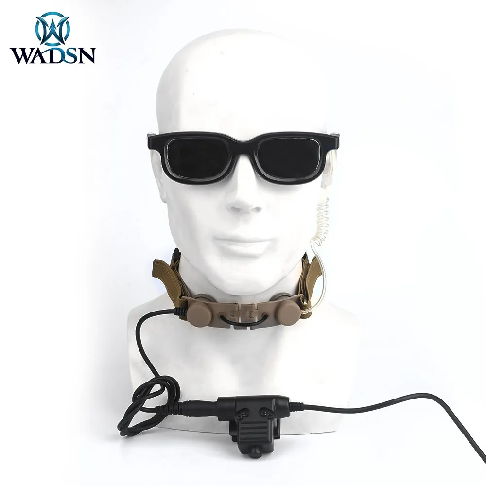 WADSN micrófono de garganta táctica auricular portátil con banda para el cuello auriculares Airsoft CS Deportes Radio micrófono caza Airsoft tubo de aire auriculares - imagen 2