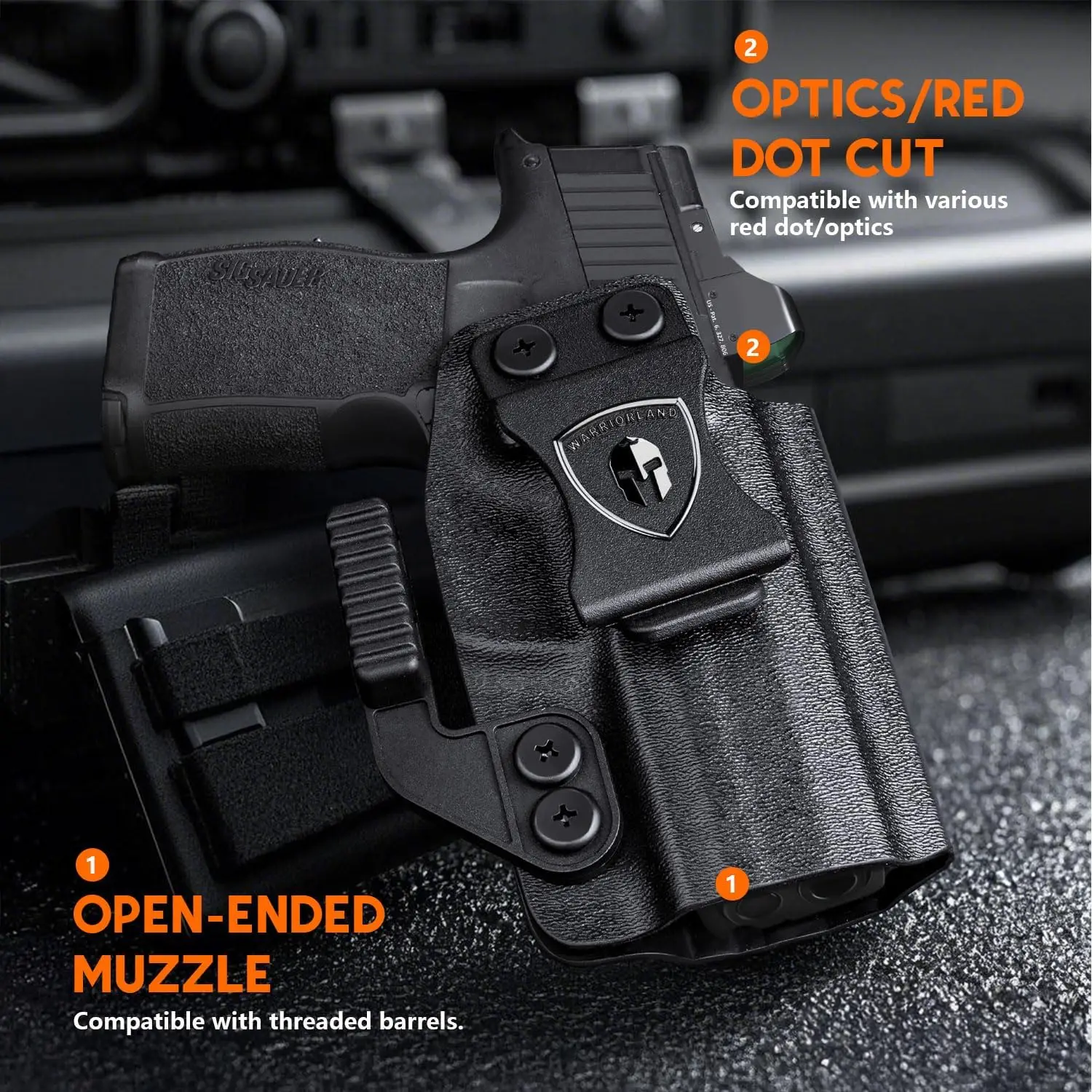 Apto para Sig P365-XMACRO, funda IWB Kydex, cinturilla interior, transporte oculto, con garra, mano derecha - imagen 2