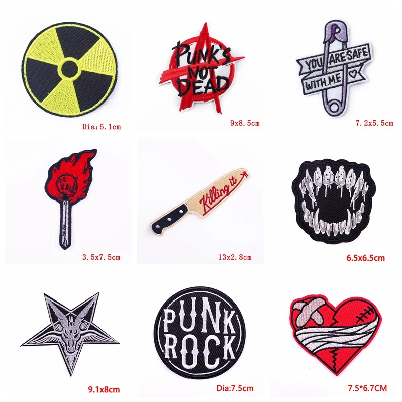 Parches termoadhesivos calavera dedo rock punk para vaqueros - imagen 3
