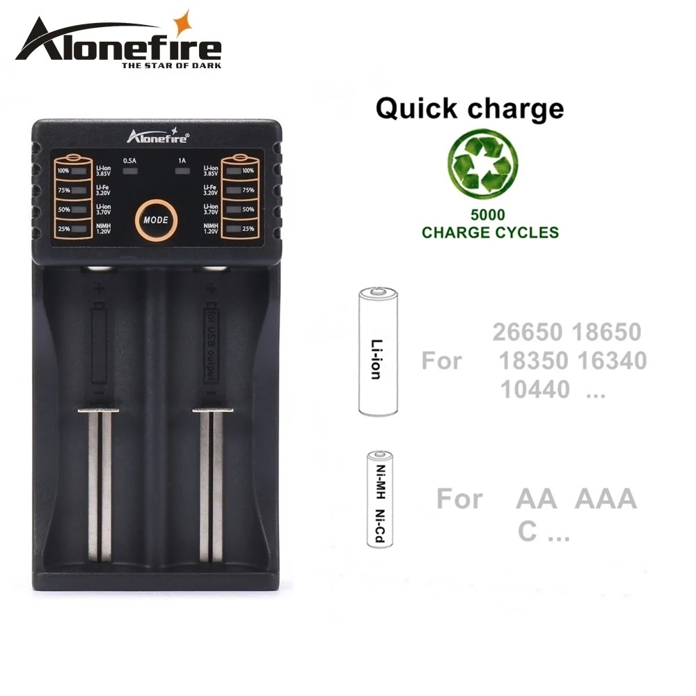 Alonefire MC202 – Cargador USB para baterías Li-ion y Ni-MH