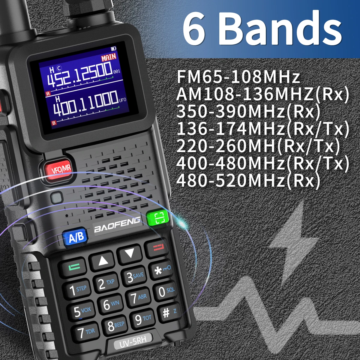 Baofeng UV-5RH Walkie Talkie de 10W frecuencia de copia inalámbrica de largo alcance AM NOAA 999CH transceptor de Radio portátil de remolque para Camping - imagen 4