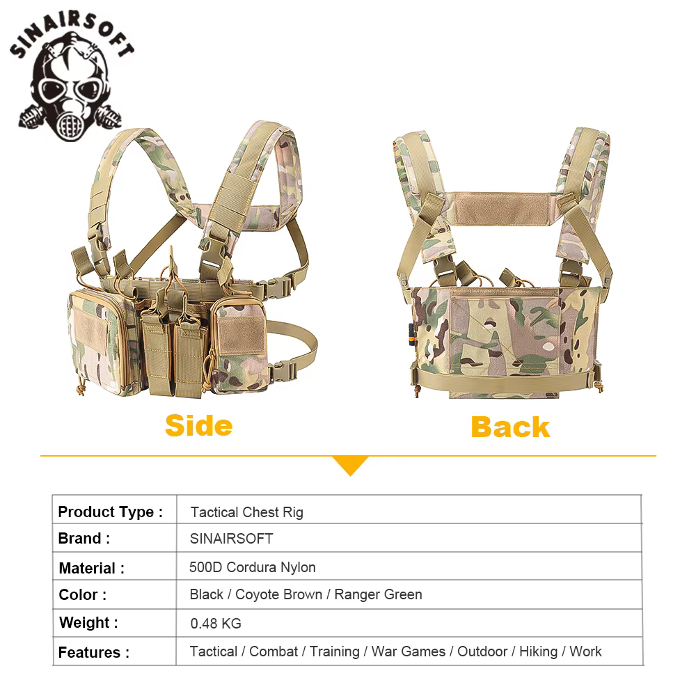 SINAIRSOFT CS Match Wargame TCM Chaleco táctico Airsoft MOLLE 500D