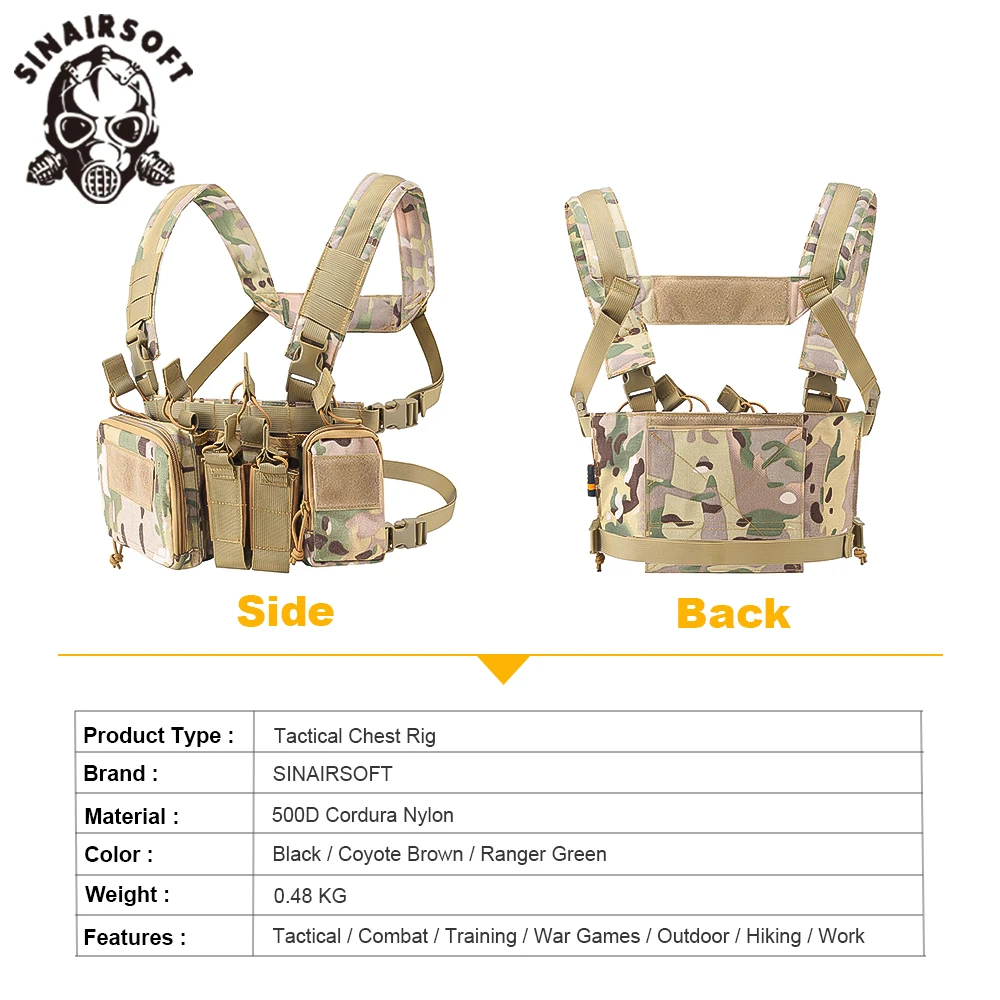 SINAIRSOFT CS Match Wargame TCM chaleco táctico Airsoft, bolsa militar, funda Molle 500D, nailon, Swat - imagen 4