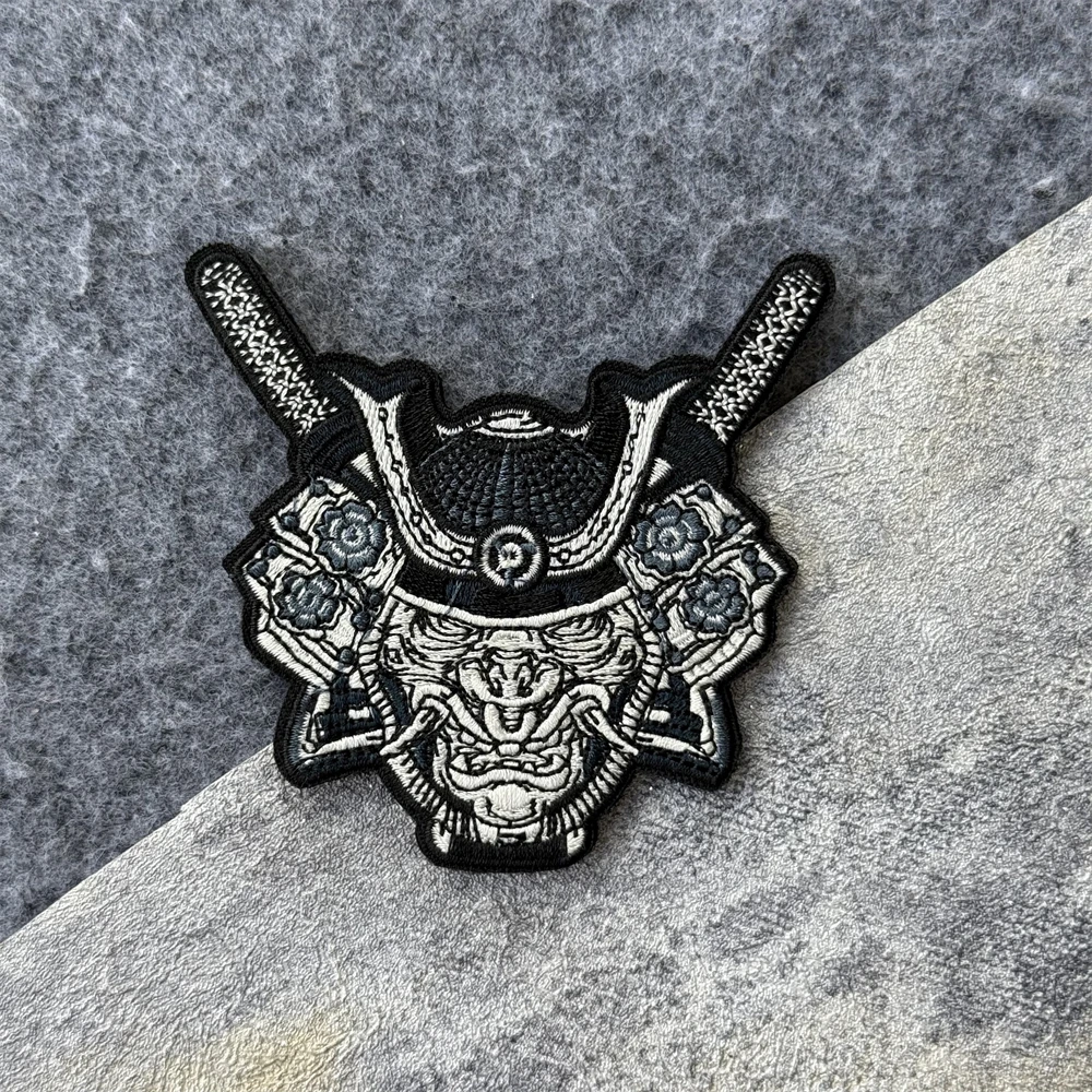 Mochila con gancho y bucle bordado samurái y Reaper de la muerte, pegatina para ropa, insignia de moral táctica, parches, brazalete militar - imagen 4