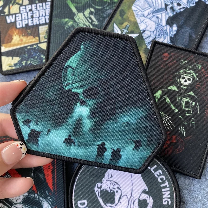 Insignia de moral militar de calavera táctica, parche de soldado de calavera, brazalete de gancho y bucle impreso, mochila, pegatina decorativa para ropa - imagen 3