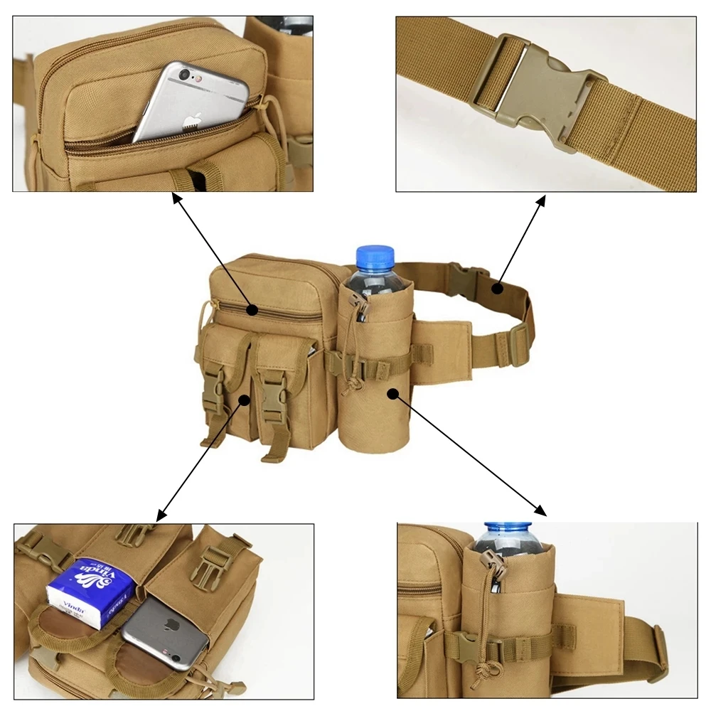 Riñoneras para hombre impermeables EDC Molle bolsa deportes al aire libre Fanny cinturón paquete para caza Camping senderismo - imagen 4