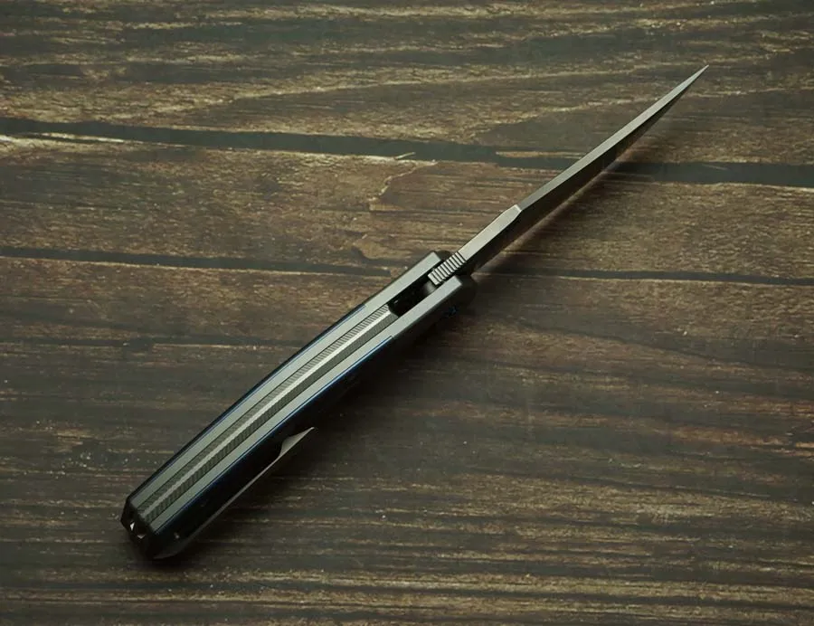 Cuchillo plegable táctico LEMIFSHE hoja M390 mango titanio - imagen 3