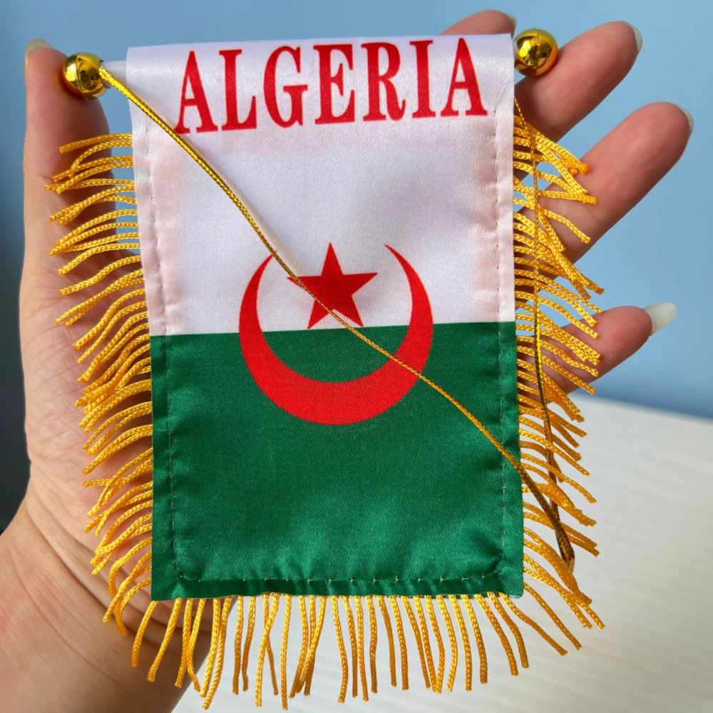 Bandera nacional de doble cara de Argelia, 10x14cm, Mini tela opaca impresa de doble cara, bandera nacional colgante - imagen 5