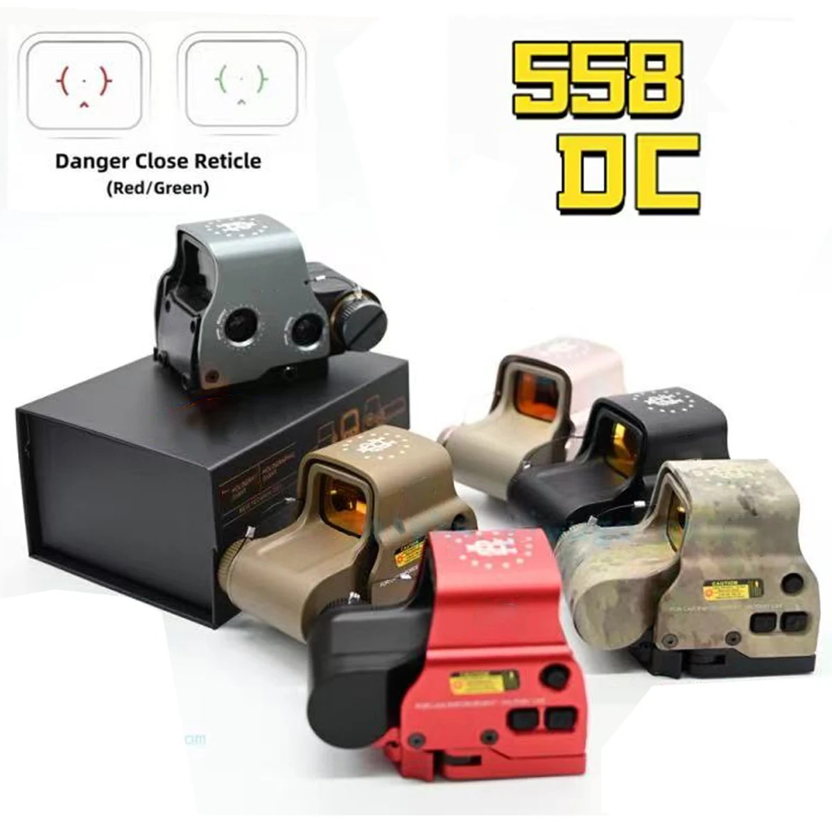 E * T * CH 558 DC * mira holográfica de punto rojo verde para caza Airsoft con lupa G33/G43/G45 3X 5X compatible con soportes de riel de 20mm y palanca QD