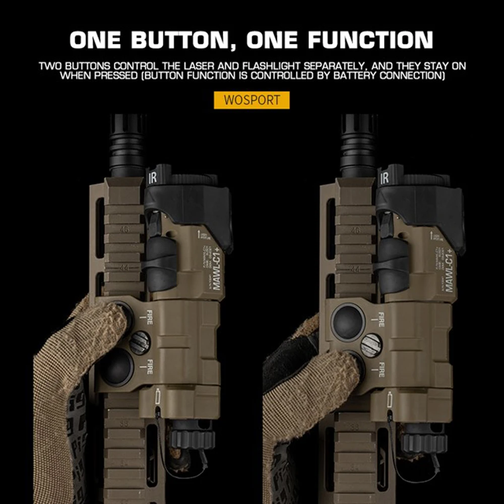 Linterna funcional táctica MAWL-C1 para exteriores, láser verde/láser rojo, montaje en riel, intercambio lateral a lateral - imagen 4