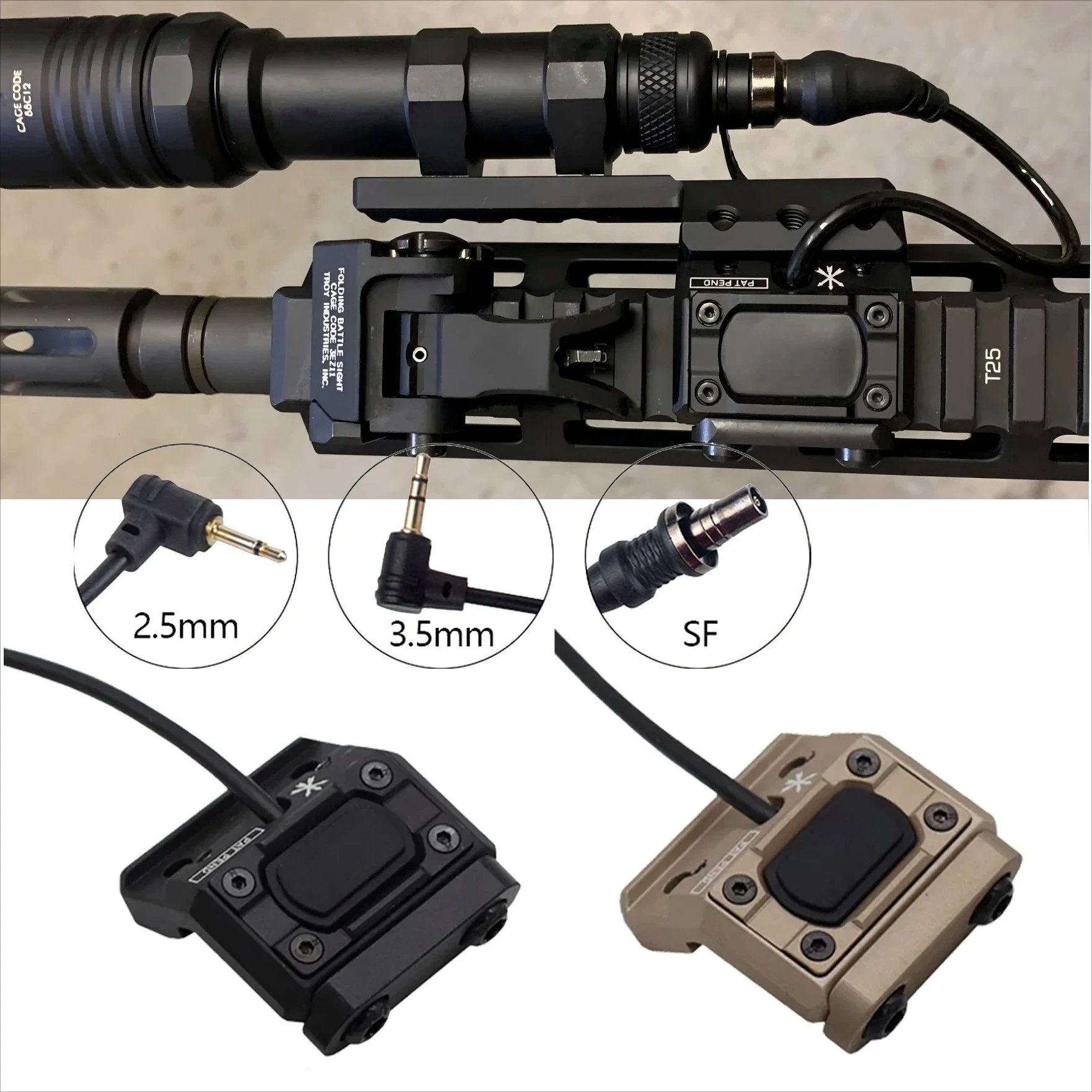 Unidad táctica Mod botón interruptor de presión 2,5 3,5 SF enchufe Airsoft potente Rifle arma explorador luz Surefire M600 M300 PEQ15 - imagen 2