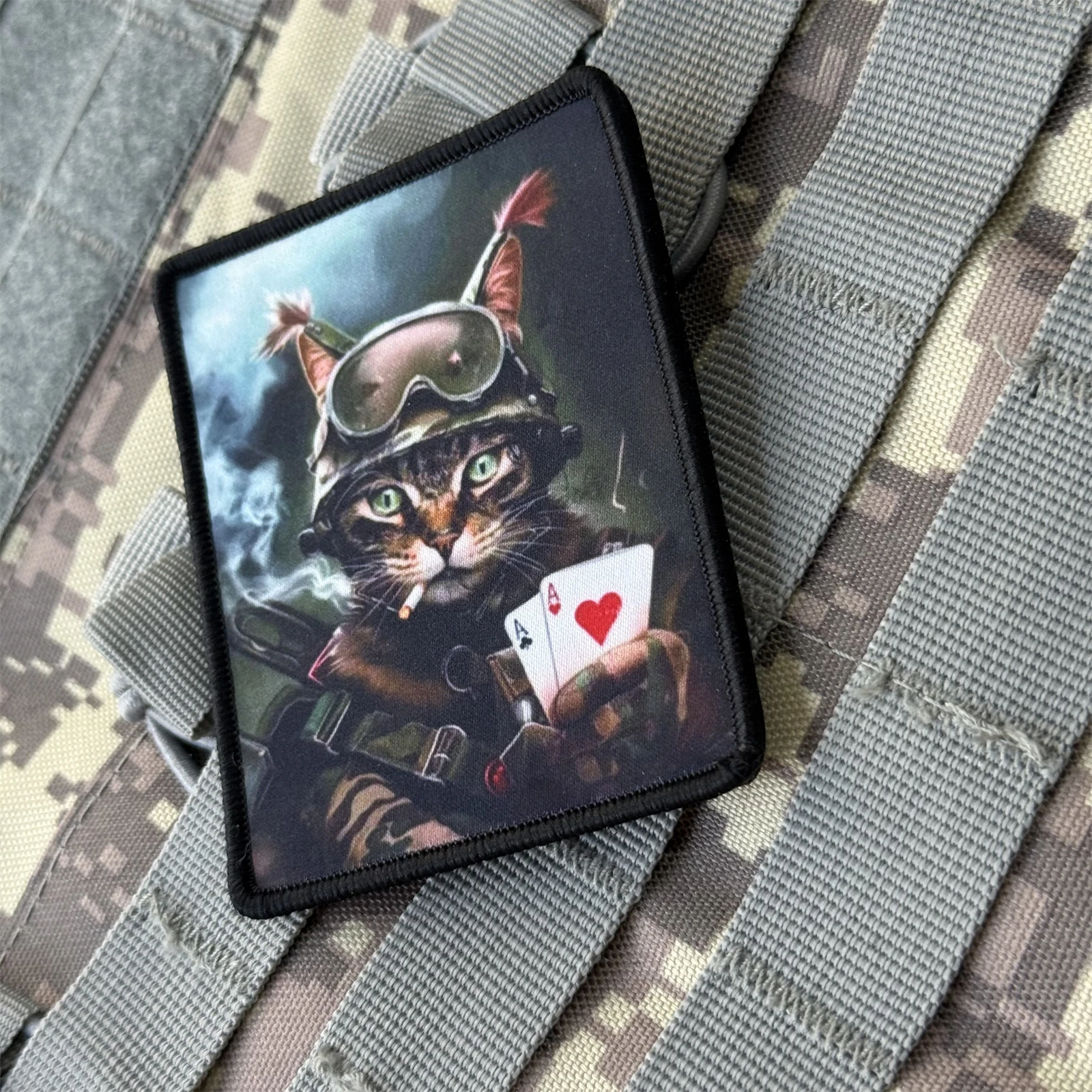 Parche táctico de gato Chevron, insignia de moral militar, tarjeta Ace, parches de gancho y bucle impresos para ropa, pegatina para mochila del ejército - imagen 4