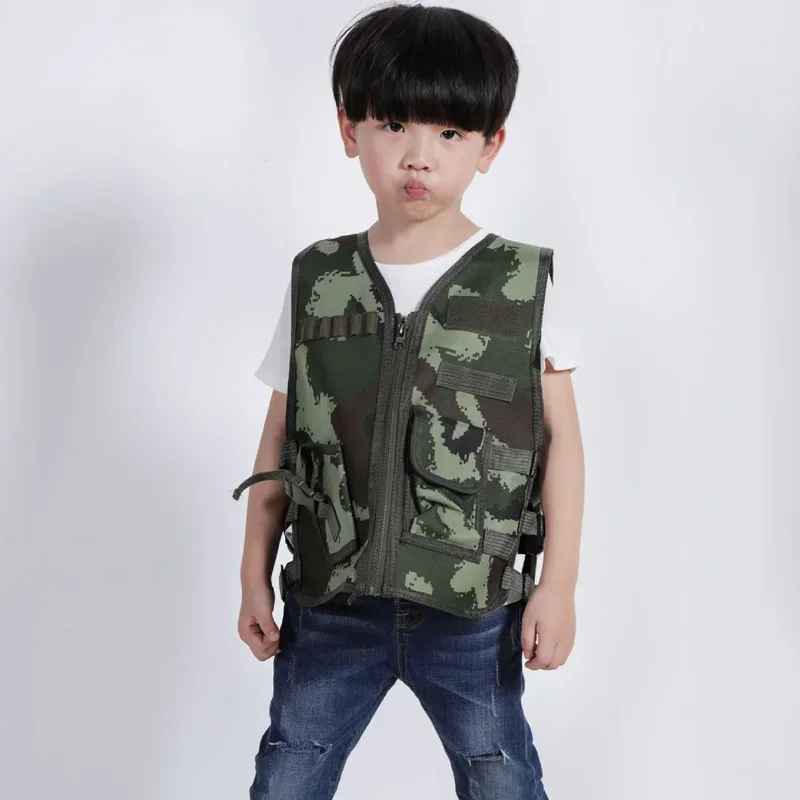 Chaleco de francotirador de camuflaje para niños, ropa de caza para niños y niñas, chaleco Airsoft, uniforme táctico de combate, ropa militar de jungla - imagen 5