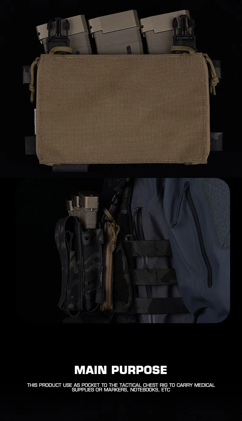 Aparejo de pecho táctico con bolsillo interno de fácil acceso, diseño de doble cremallera, lazo de correas interiores - imagen 2