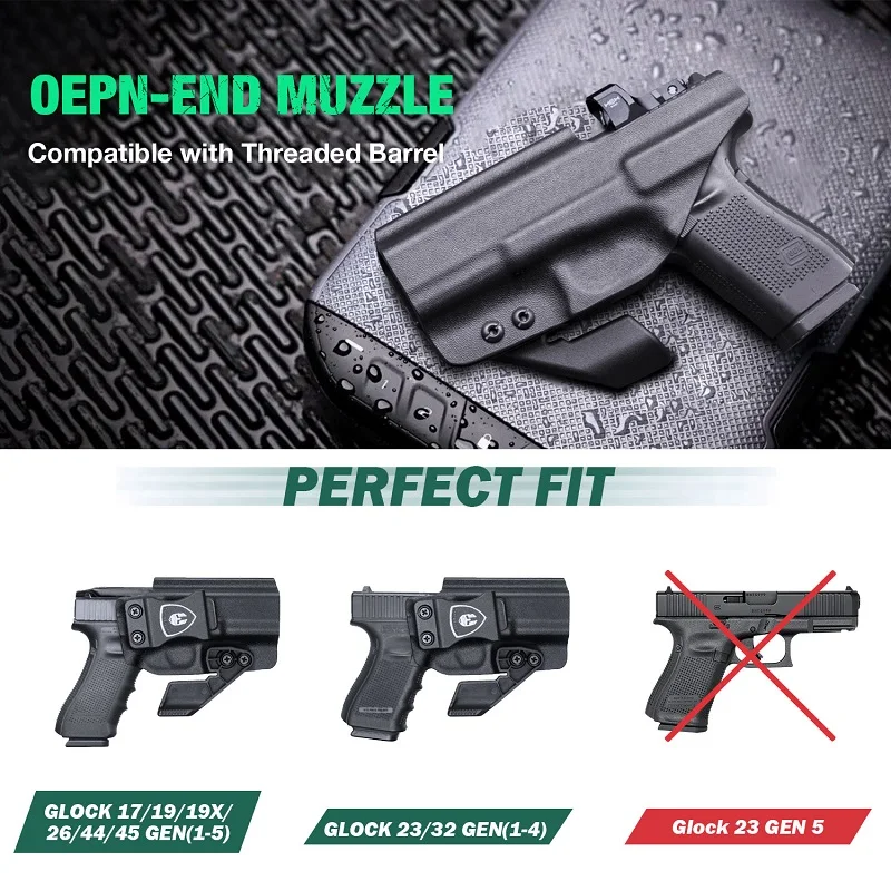 Solo se ajusta a Glock17/19/19X/26/44/45Gen(1-5) y 23/32Gen(3-4), IWB Kydex Holster-Claw, bolsa de pistola táctica de visión Compatible, mano derecha - imagen 2