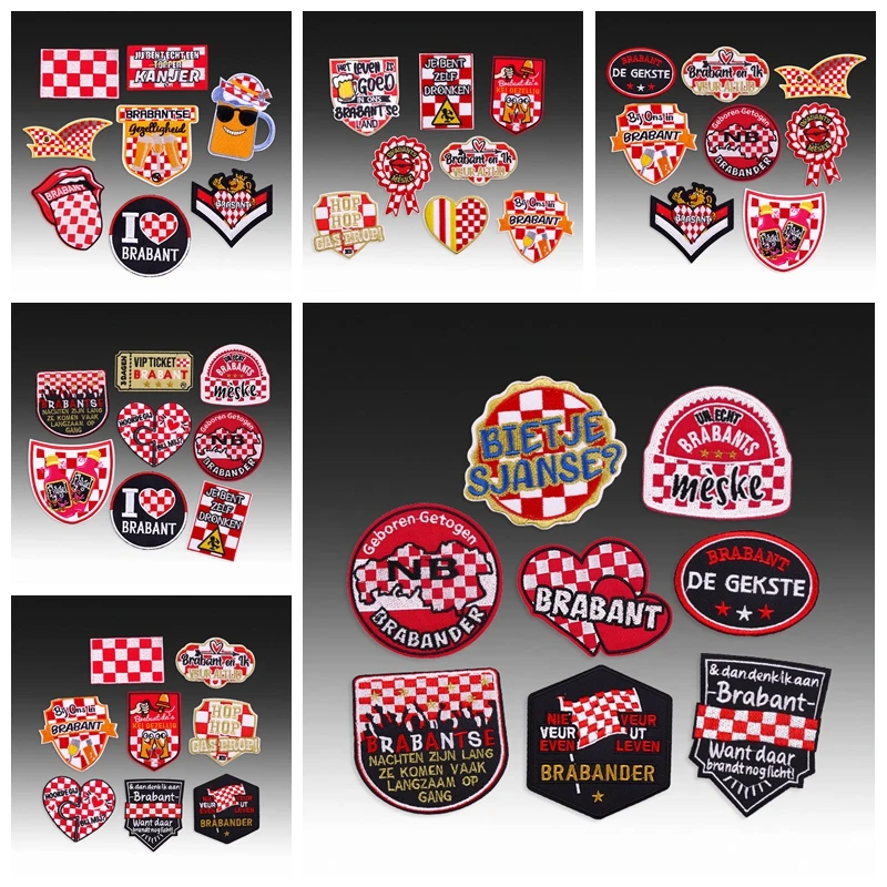 8 unids/set de parches bordados con emblema de Brabant de Países Bajos, parche para celebración de Carnaval, parches para planchar para ropa DIY
