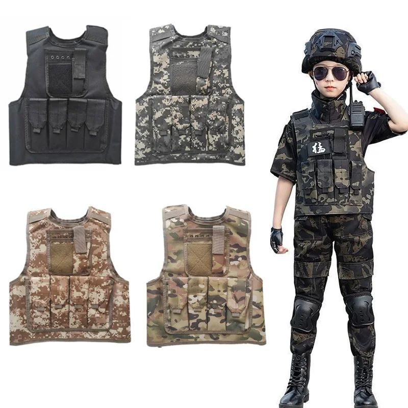 Chaleco CS para exteriores para niños, entrenamiento de combate militar para chico, equipo de protección para acampar, cazar y tiro, chaleco táctico multifunción - imagen 2