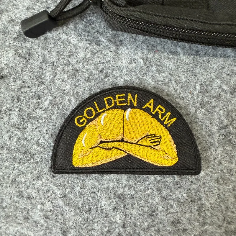 Insignia de moral bordada "Golden Arm", parche táctico con gancho y bucle, brazalete militar, ropa, pegatinas decorativas para mochila
