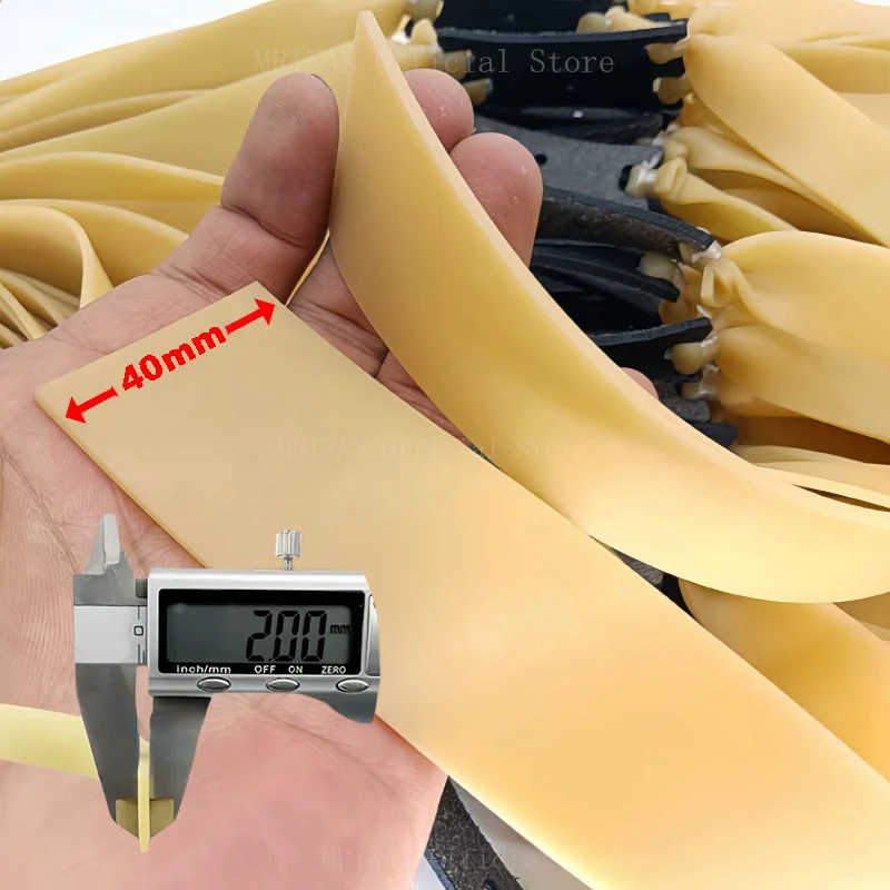 Banda de goma plana gruesa de 40mm de ancho, 2,0, alta elasticidad, varilla larga, tirachinas, banda de goma para tiro, accesorios de caza - imagen 3