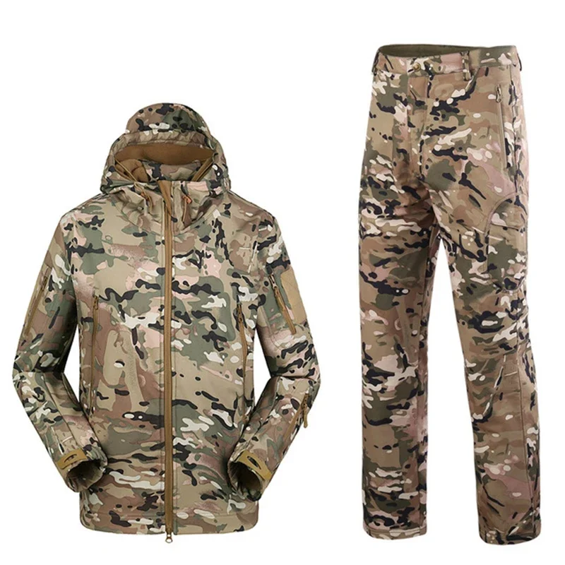 TAD-traje táctico para hombre, chaqueta impermeable con capucha y pantalones, ropa de camuflaje para caza, senderismo, pesca y explorar, piel de tiburón - imagen 3