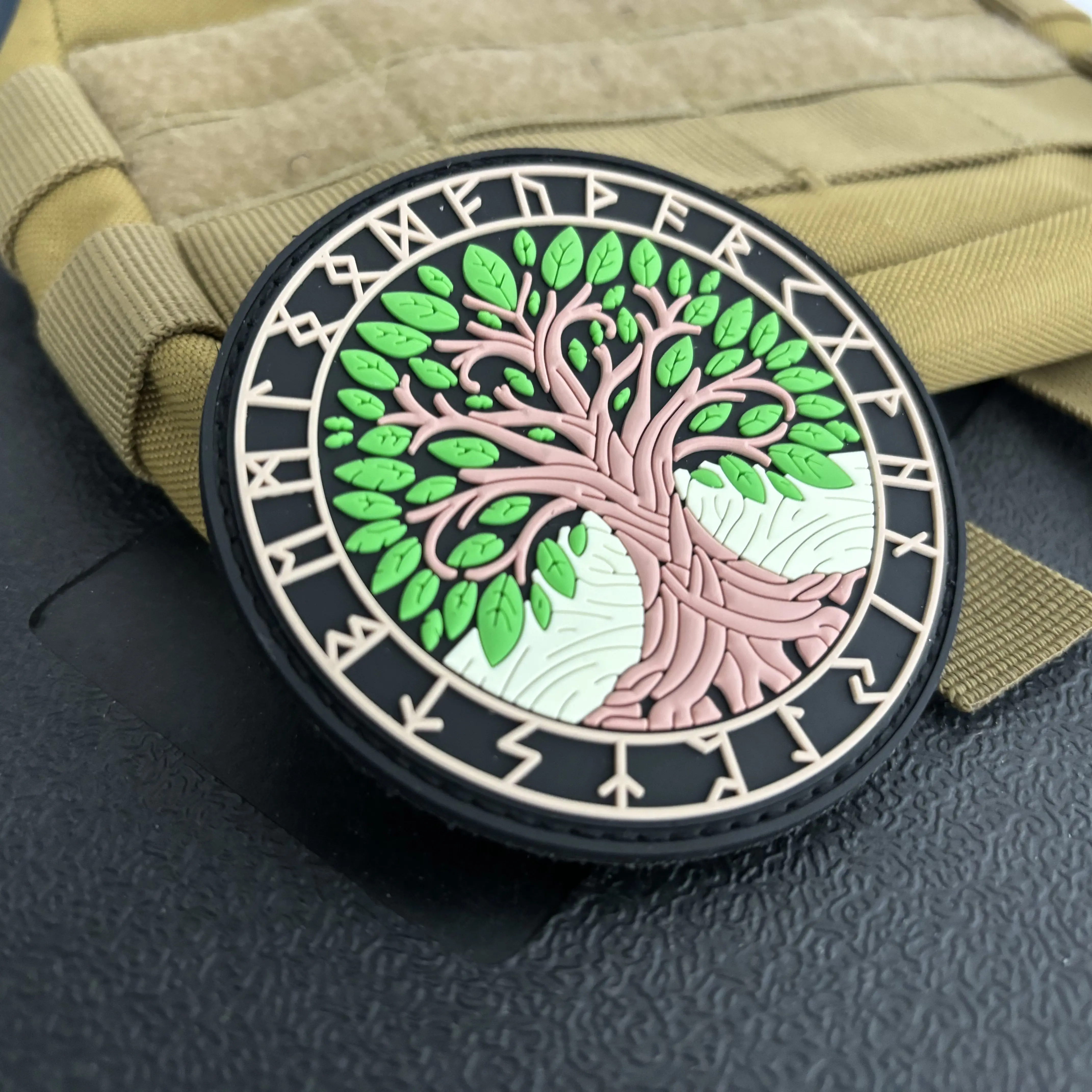 Parche de PVC de tótem vikingo Yggdrasil, insignia de moral táctica de árbol de la vida, parches militares de gancho y bucle para ropa, pegatinas para mochila - imagen 2