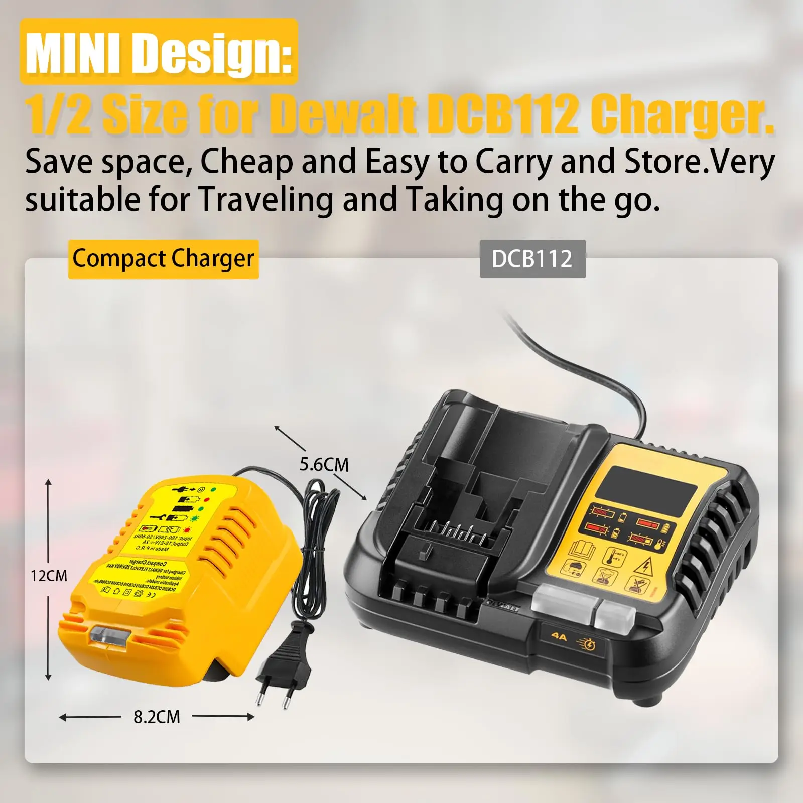 Mini cargador portátil para batería de iones de litio DeWalt de 18V DCB206 DCB230 DCB240 DCB612 DCB609 DCB606 cargador compacto - imagen 4