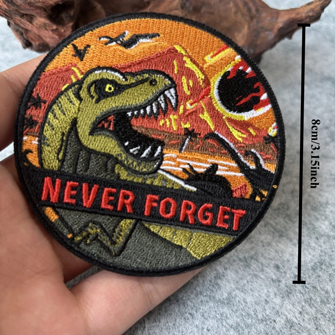 Parche táctico de dinosaurio de PVC de seguridad, parches de gancho y bucle bordados, insignia de moral militar, pegatinas para mochila - imagen 2