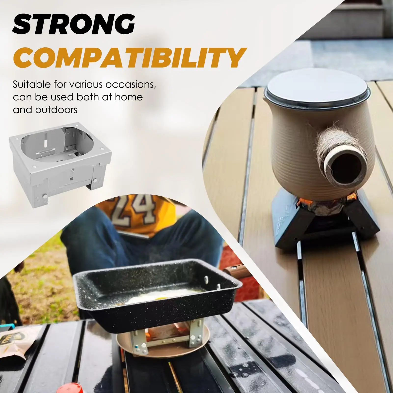 Juego de estufa plegable, aparato de cocina de combustible sólido, estufa portátil para mochilero con soporte estable y cortavientos para acampar al aire libre - imagen 5