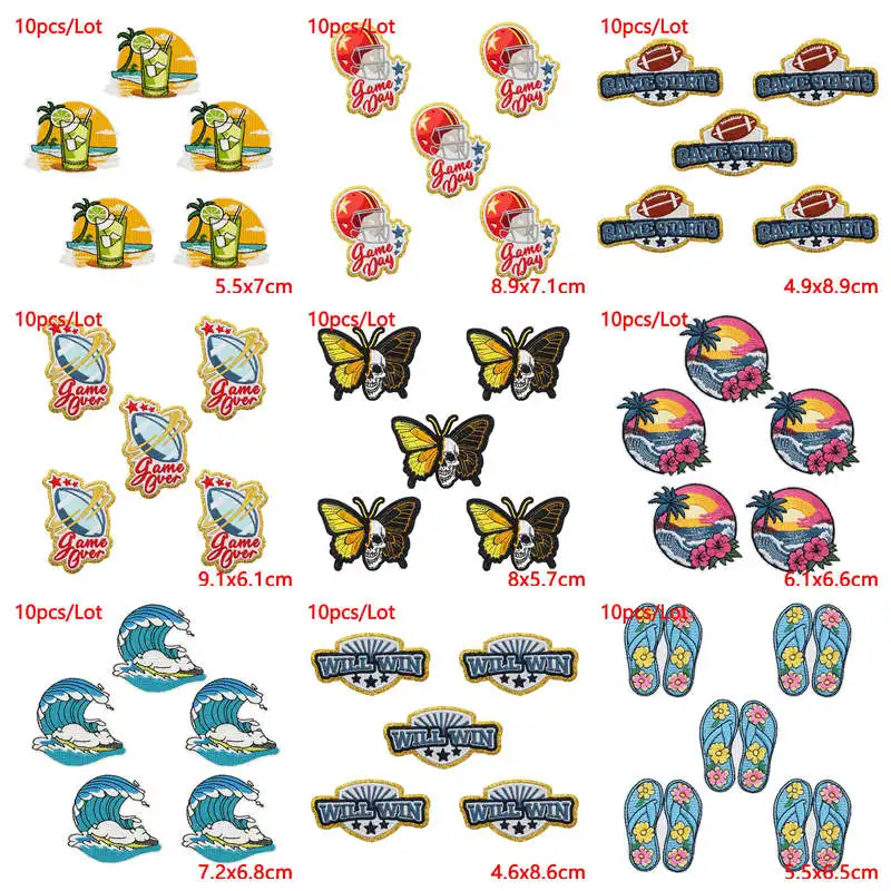 10 unids/lote de parches bordados de vacaciones de Rugby para ropa, parches termoadhesivos Punk Black Girl para planchar