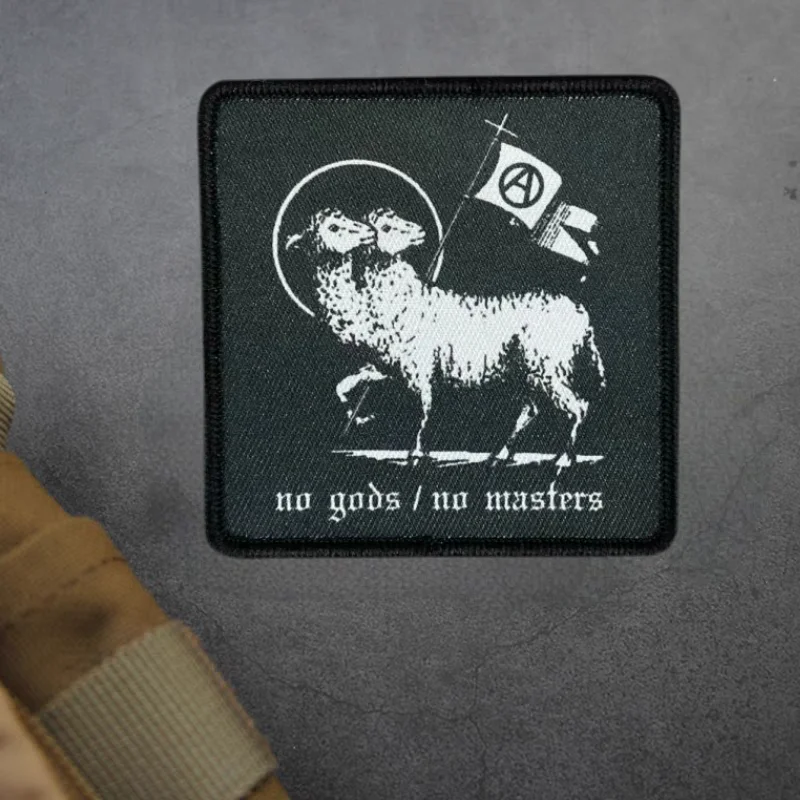 Parche estampado de estilo Punk No Gods/No Masters, insignia táctica militar, mochila con gancho y bucle, parches adhesivos decorativos para ropa - imagen 4