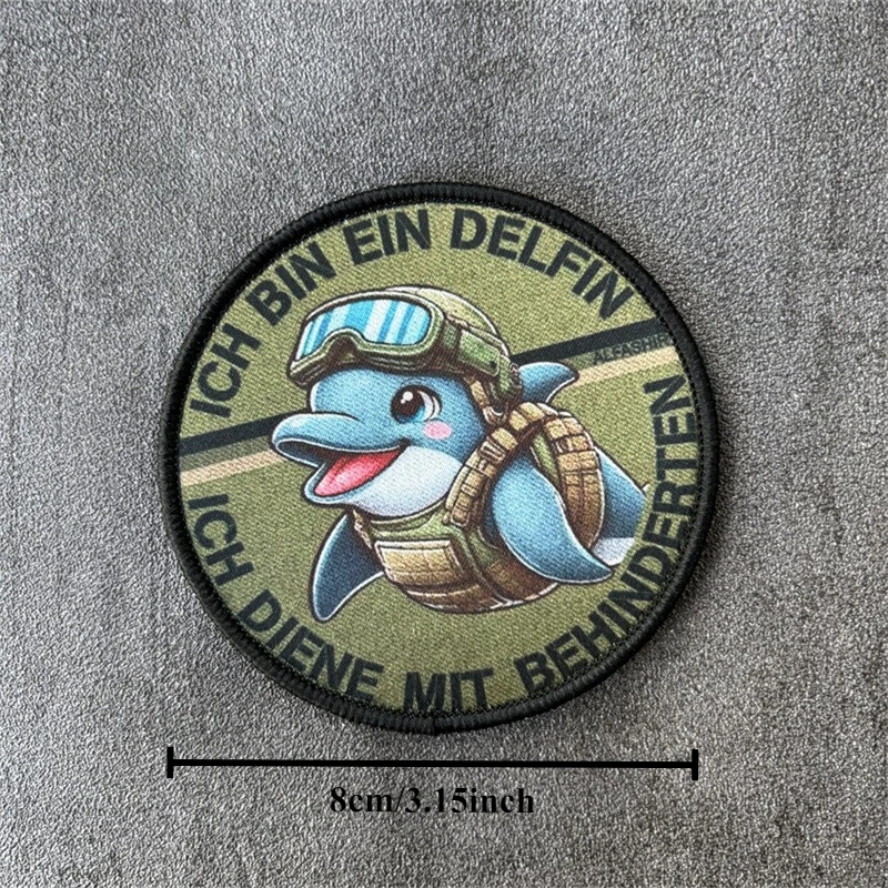 Parche con estampado de delfines para ropa, insignias de moral táctica, parches militares con gancho, pegatinas para mochila - imagen 5