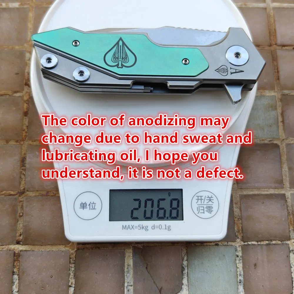 Hinderer cuchillo táctico plegable mango de titanio y rodamientos - imagen 4