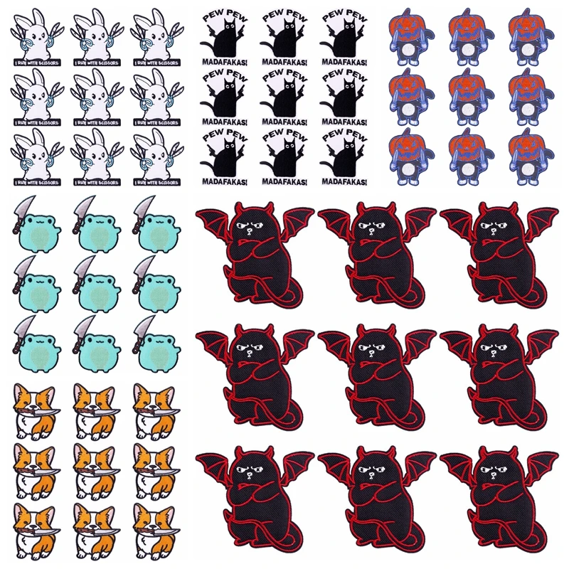 Parche bordado de Animal Punk para ropa, parches geniales para ropa, rayas, parche para planchar, insignias en mochila, 10 unidades por lote