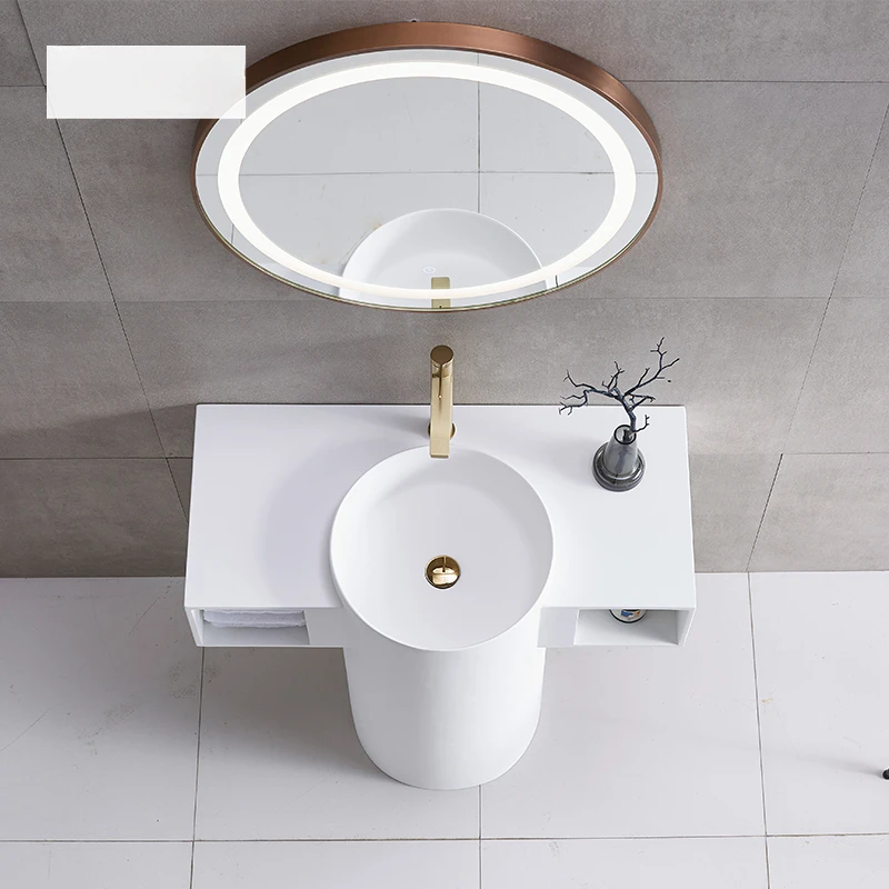 Lavabo de columna de pie integrado circular personalizado para lavado de manos, lavabo, balcón de baño, uso doméstico, - imagen 2