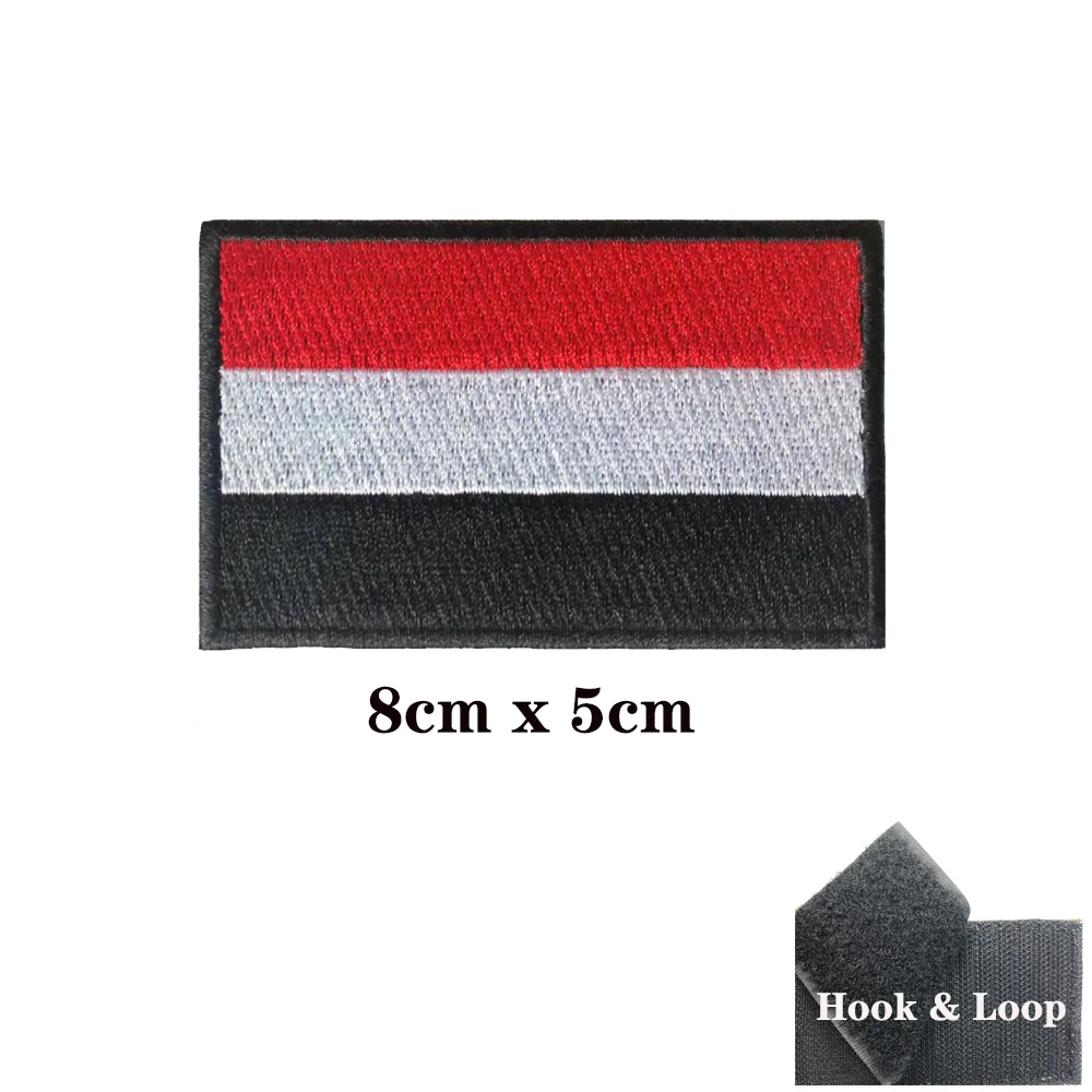 Parche de bandera de Yemeni, etiquetas de insignia a rayas, brazalete militar de Chevrons, bucle de hierro o gancho bordado, 1 ud. - imagen 3