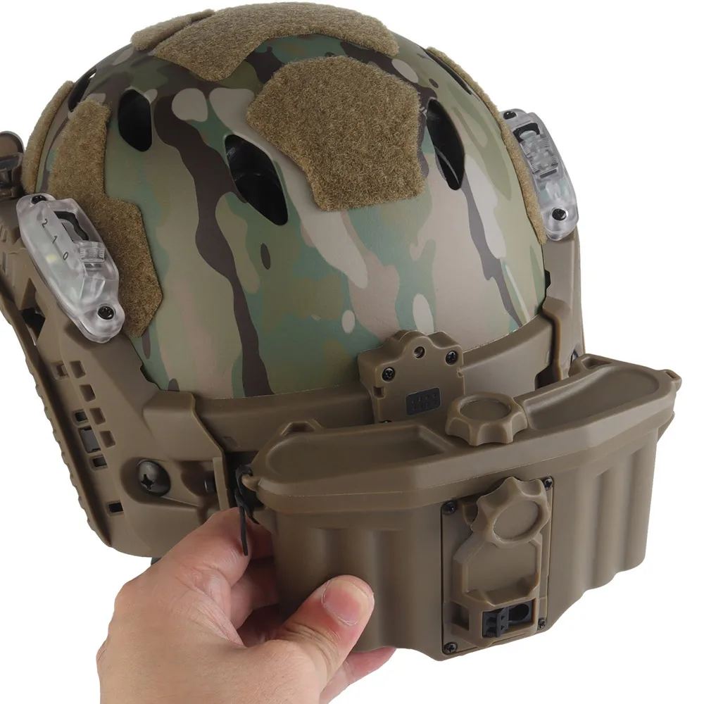 Conjunto de casco Modular táctico con riel de arco integrado/luz de señal doble/linterna LED/caja de batería equipo Airsoft de caza - imagen 4