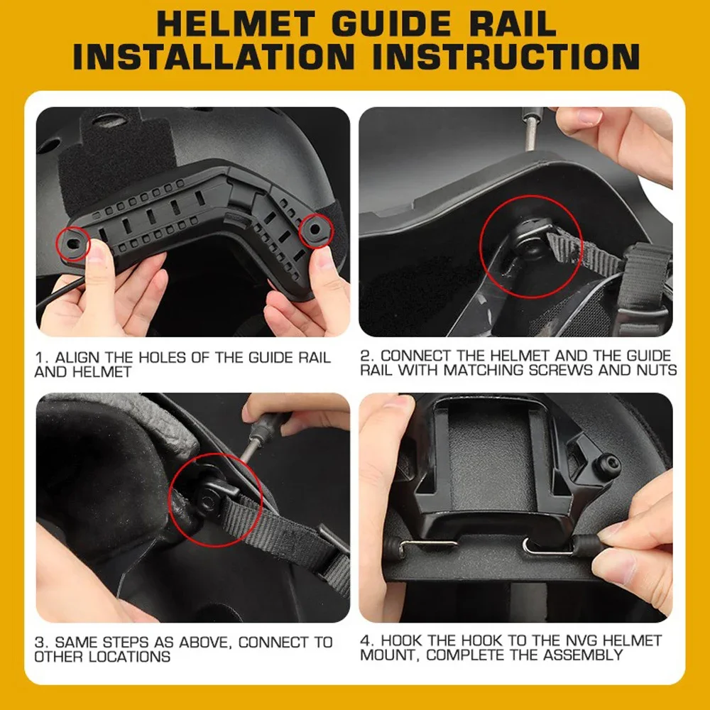 Adaptador de montaje de rieles para casco de arco táctico, accesorios de adaptador de guía lateral de repuesto para reparación rápida de casco Airsoft, 1 par - imagen 5