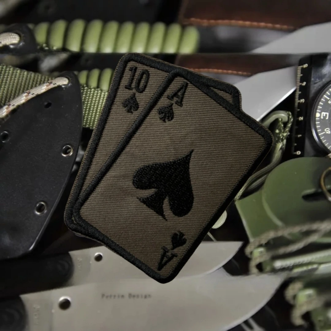 "Tarjetas de Jogador 21", parche divertido, insignia de moral táctica, parches bordados de gancho y bucle para ropa, pegatina para mochila del ejército militar