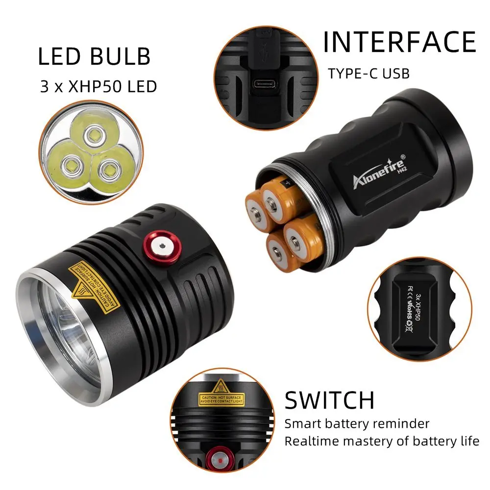 Linterna táctica recargable LED XHP50 – Luz blanca para caza y pesca - imagen 5