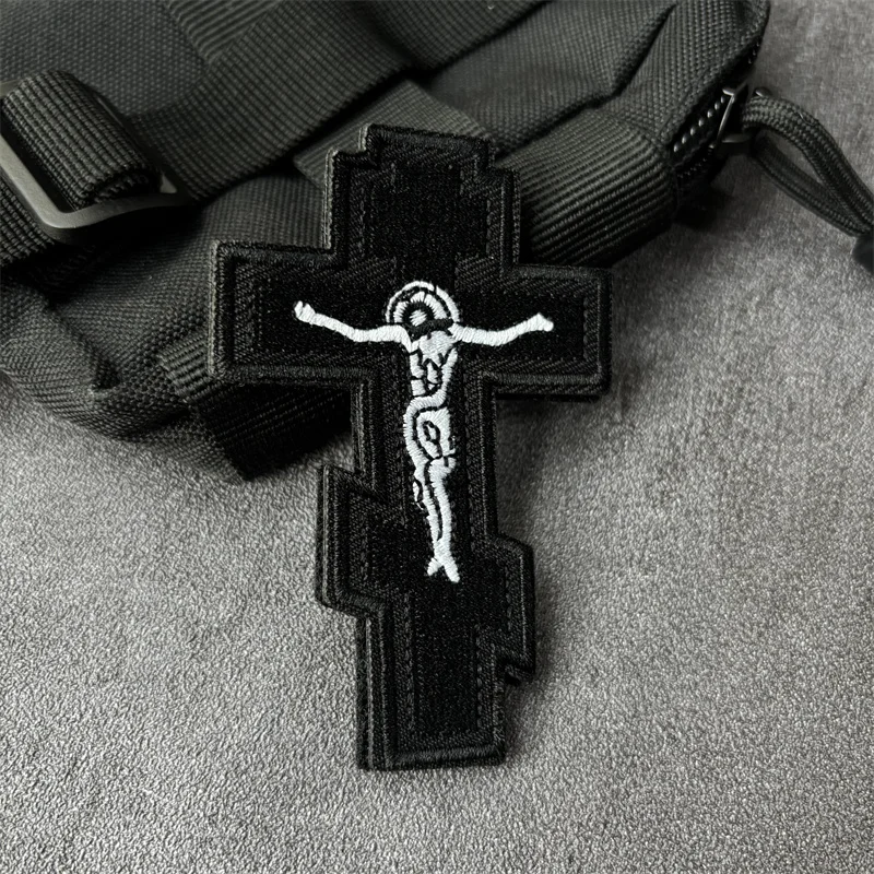 Parche de cruz de Jesús, insignias de moral táctica bordadas en la ropa, parches militares con gancho, pegatinas para mochila, brazalete - imagen 5