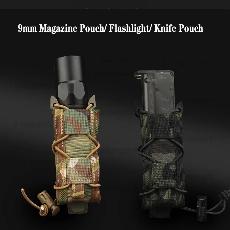 Bolsa táctica Molle de 9mm para revista GL17 M9 SIG P226, funda para pistola Mag, soporte para linterna, cuchillo de bolsillo, accesorios de caza