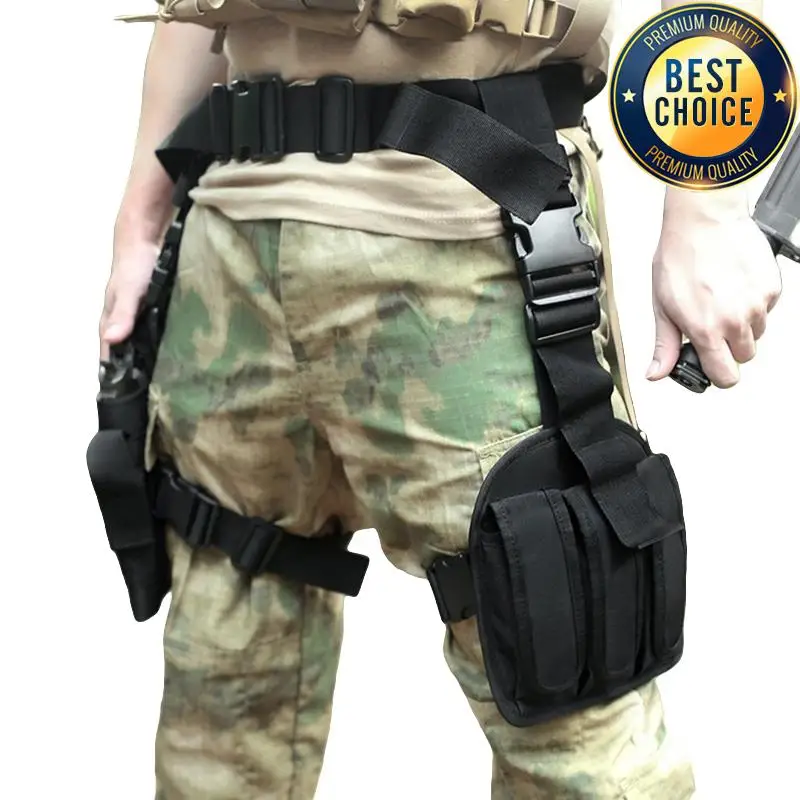 Plataforma táctica de pierna caída para caza, equipo MOLLE para muslo, Triple revista, bolsa Mag, cinturón ajustable Universal y correas para muslo - imagen 4