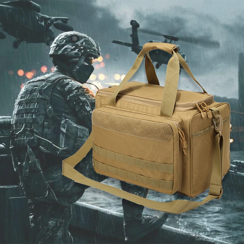 Bolsa de almacenamiento para rango de pistola, sistema Molle, accesorio de caza al aire libre, estuche táctico de nailon para pistola, herramienta para pistola, paquete de hombro, francotirador negro - imagen 3