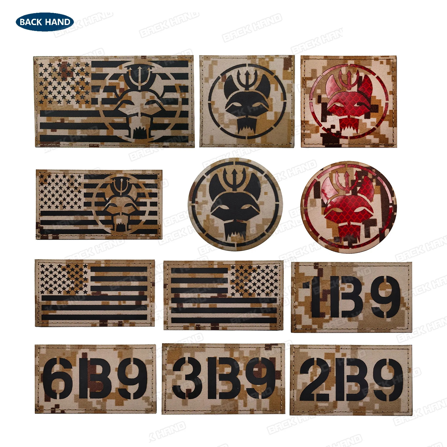 Parche de tela de camuflaje del desierto americano, insignia de identificación infrarroja, insignia de camuflaje, gancho y bucle, parche para ropa, costura milita - imagen 3