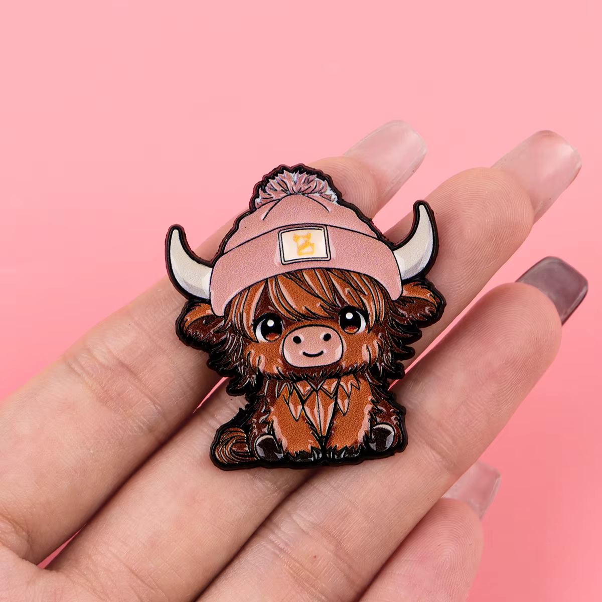 Pin esmaltado de vaca – Broche metálico dibujo animado para ropa y mochila - imagen 3