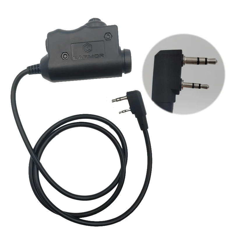 EARMOR-adaptador PTT táctico para auriculares, dispositivo con botón activado, pulsador para hablar, M51, interfaz de radio auxiliar KENWOOD - imagen 5