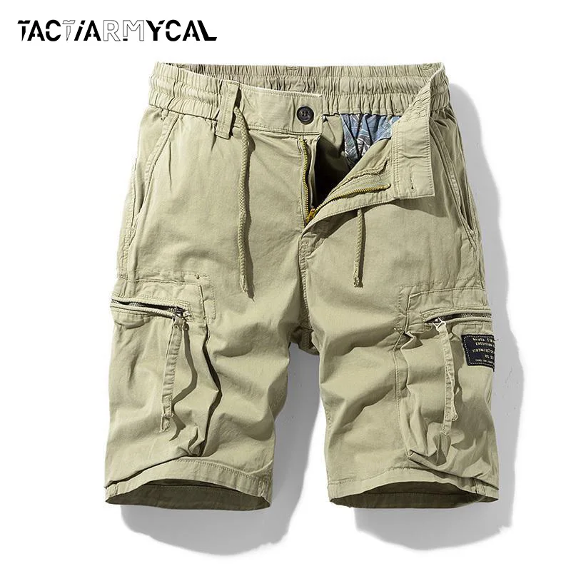 Pantalones cortos de verano para hombre, Shorts Cargo con múltiples bolsillos, ligeros, transpirables, de alta calidad, con cintura elástica, talla grande 29-38