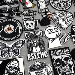 Parches punk bordados blancos y negros para planchar ropa o chaquetas