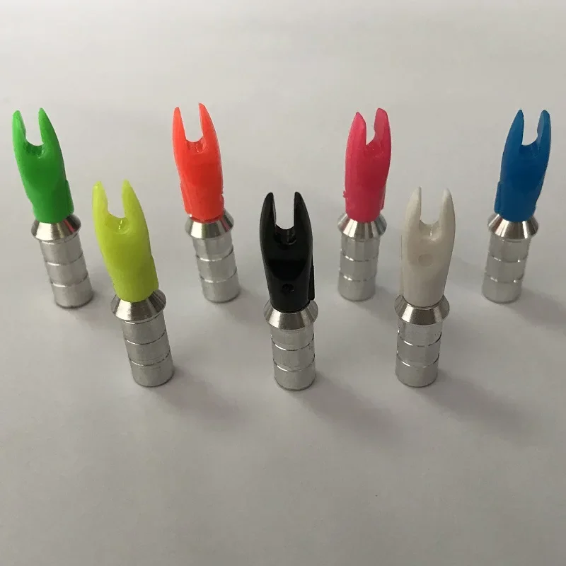 12 Uds Linkboy tiro con arco flecha de aluminio Nock Pin eje ID4.2/3,2/6,2mm Nock ID 3,2mm juego compuesto arco recurvo flecha caza - imagen 2